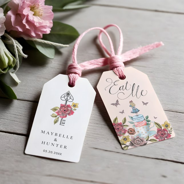 Étiquettes-cadeau Mange-Moi ! Alice au pays des merveilles Tea Cup & (Eat Me! Alice in Wonderland Tea Cup & Macaron Gift Tags)