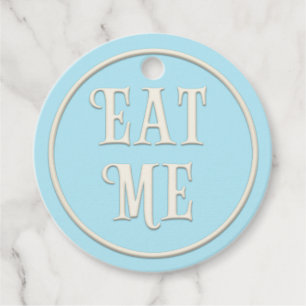 Étiquettes Cadeau "Mange-moi" Wonderland Tea Party Blue Personnalisé