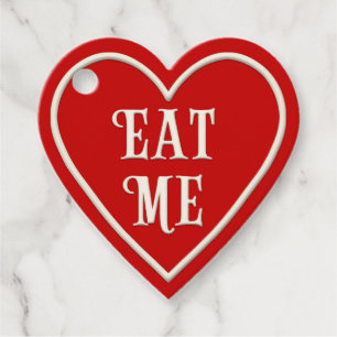 Étiquettes Cadeau "Mange un" Coeur rouge Personnalisé Saint Valentin