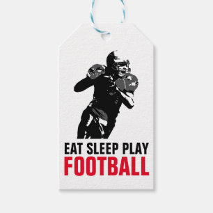 Étiquettes-cadeau Manger Dormir Jouer Football Noir & Blanc Pop Art