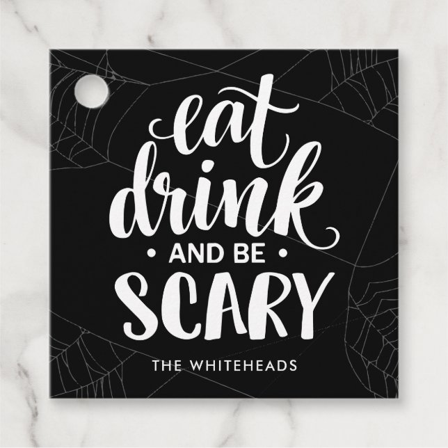 Étiquettes Cadeau Mangez Boire et ayez peur Halloween (Devant)