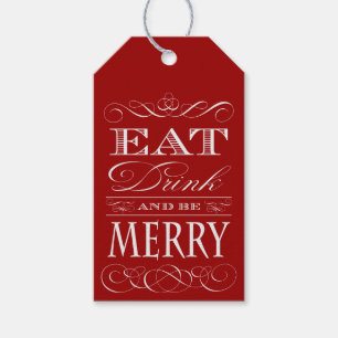 Étiquettes-cadeau Mangez Boire et Soyez Joyeux Dîner de fête Cadeau