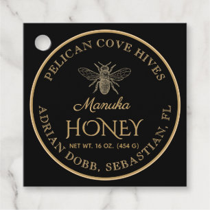 Étiquettes Cadeau Manuka Honey Black Gold Vintage Bee Hangtag