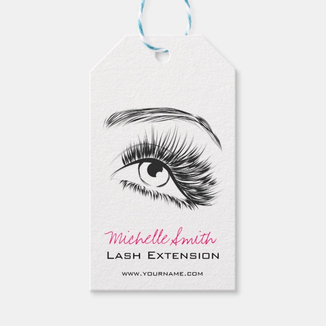 Étiquettes-cadeau Maquillage d'extension minimaliste noir et blanc (Devant)