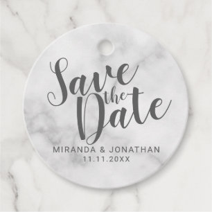 Étiquettes Cadeau Marbre blanc élégant classique mariage Enregistrer