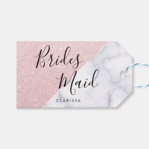 Étiquettes-cadeau Marbre blanc et rose parties scintillant or brides