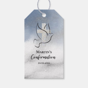 Étiquettes-cadeau Marbre bleu de confirmation