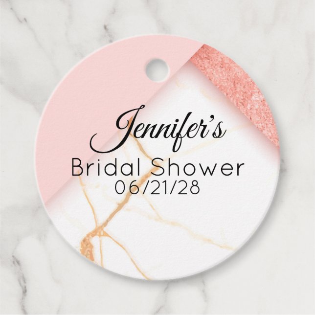 Étiquettes Cadeau Marbre rose et or moderne (Devant)