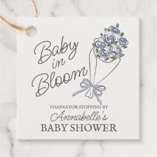 Étiquettes Cadeau Marché aux fleurs bleues Baby shower floral frais