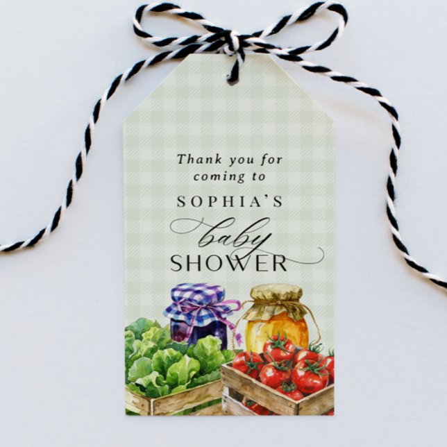 Étiquettes-cadeau Marché des fermiers frais Baby shower cultivé loca (Créateur téléchargé)