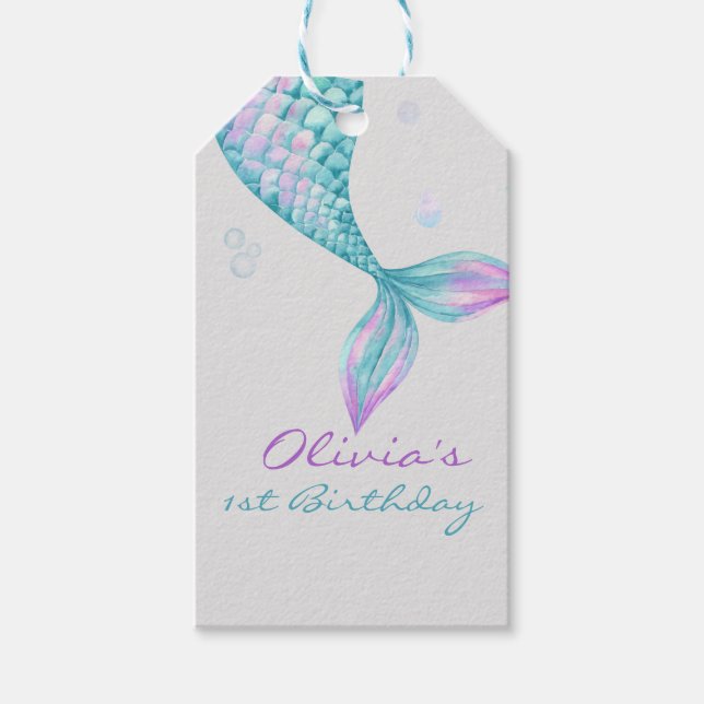 Étiquettes-cadeau Marée de sirènes sous la mer Anniversaire (Devant)