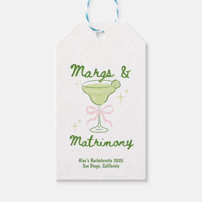 Étiquettes-cadeau Marges & Mariage Bachelorette personnalisée (Devant)