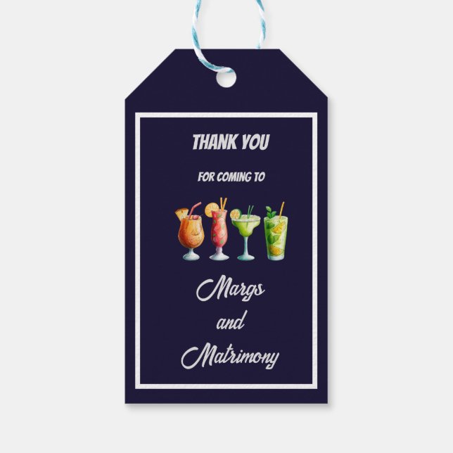 Étiquettes-cadeau margs bleu marine & mariage Bachelorette merci (Dos)