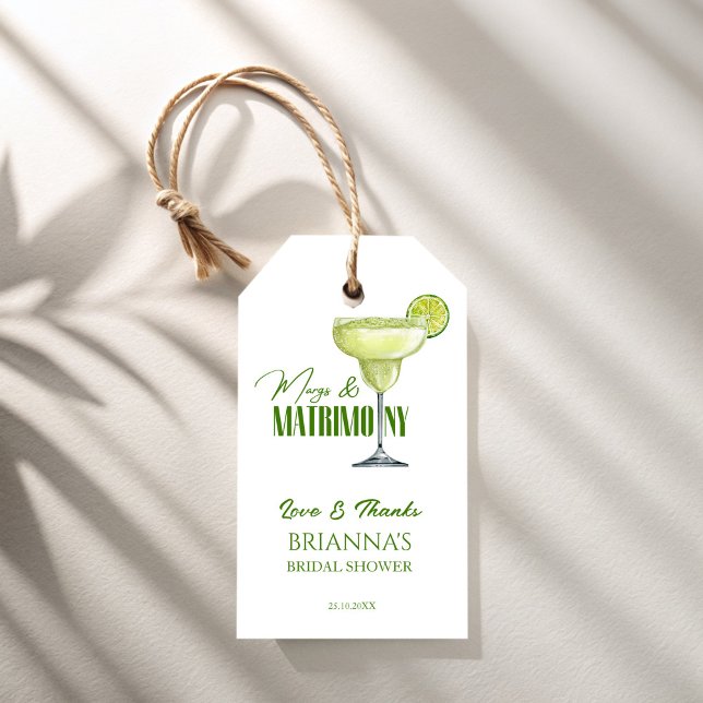Étiquettes-cadeau Margs et mariage douche de mariée monogrammé (Margs and matrimony bridal shower monogrammed personalized favor gift tags thank you favor tags)