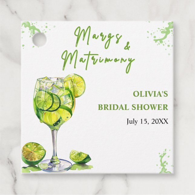 Étiquettes Cadeau Margs & Matrimony Margarita Cocktail Enterrement d (Devant)