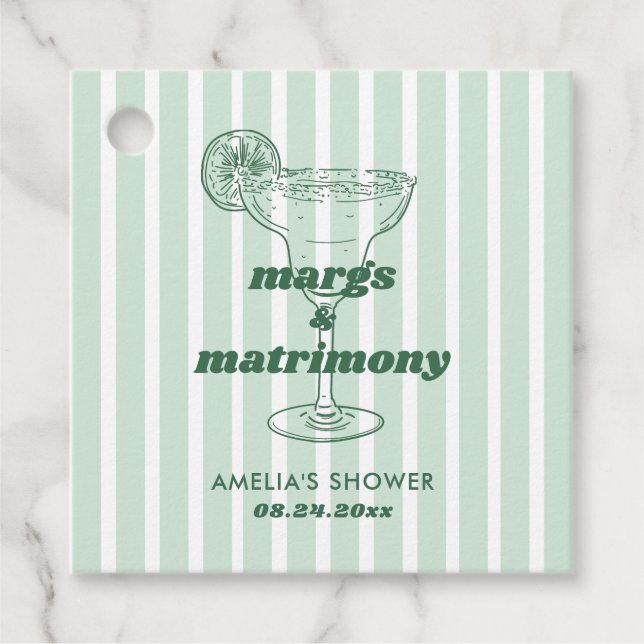 Étiquettes Cadeau Margs & Matrimony Rétro Enterrement de Vie de Jeun (Devant)