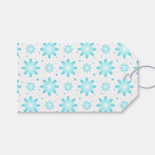 Étiquettes-cadeau Marguerite délicate blanche et turquoise, point mo