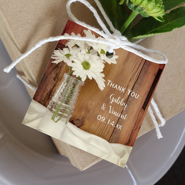 Étiquettes Cadeau Marguerites blanches en Mariage de bouteille de la (Créateur téléchargé)