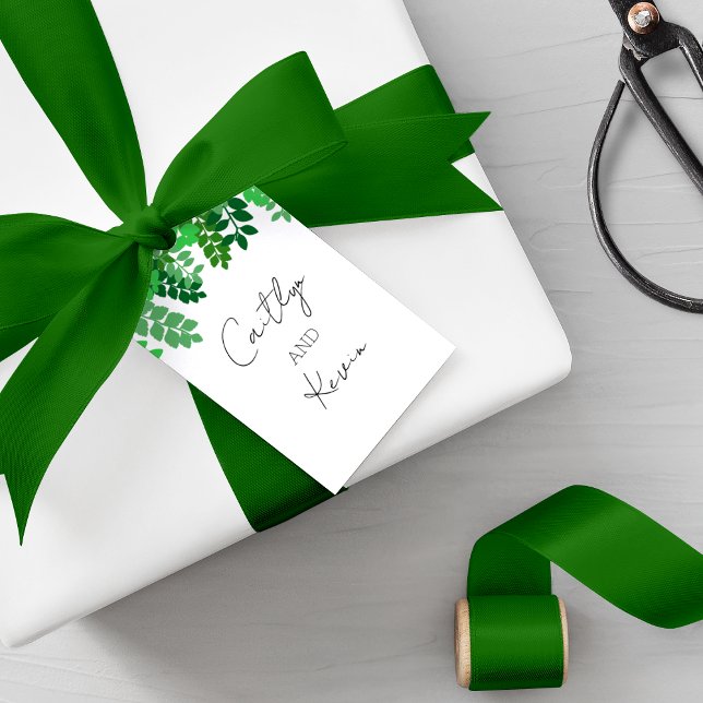 Étiquettes-cadeau Mariage à feuilles vertes (Créateur téléchargé)