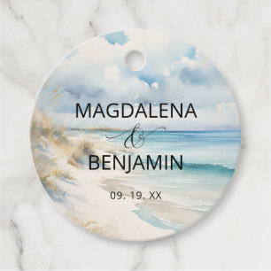 Étiquettes Cadeau Mariage à la plage océan aquarelle