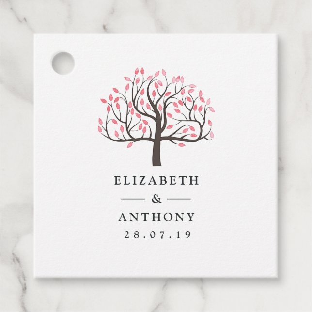 Étiquettes Cadeau Mariage à l'arbre à l'aquarelle (Devant)