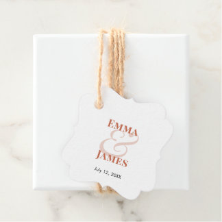 Étiquettes Cadeau Mariage à l'Esperluette en Terracotta | Noms et Da