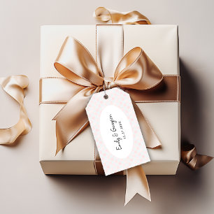 Étiquettes-cadeau Mariage à motif damier rose peint