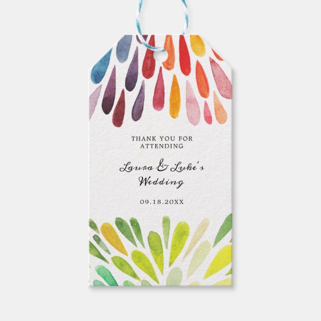 Étiquettes-cadeau Mariage arc-en-ciel vibrant (Devant)