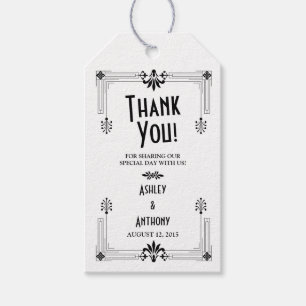 Étiquettes-cadeau Mariage Art déco des années folles