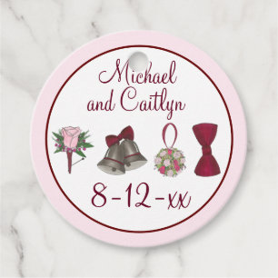 Étiquettes Cadeau Mariage Bells Fleurs Bow Cravate Bridal Rose Bouqu