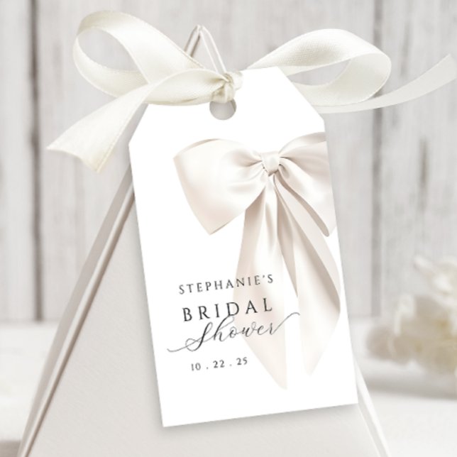 Étiquettes-cadeau Mariage Blanc avec un Nœud (Créateur téléchargé)