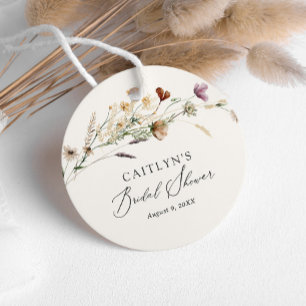 Étiquettes Cadeau Mariage bohème automnal avec des fleurs sauvages
