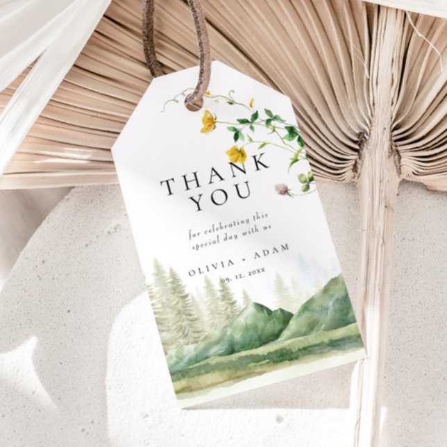 Étiquettes-cadeau Mariage Bohème Champêtre Fleuris Rustique en Forêt (Créateur téléchargé)