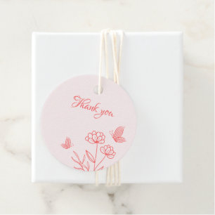 Étiquettes Cadeau mariage botanique rose corail simple