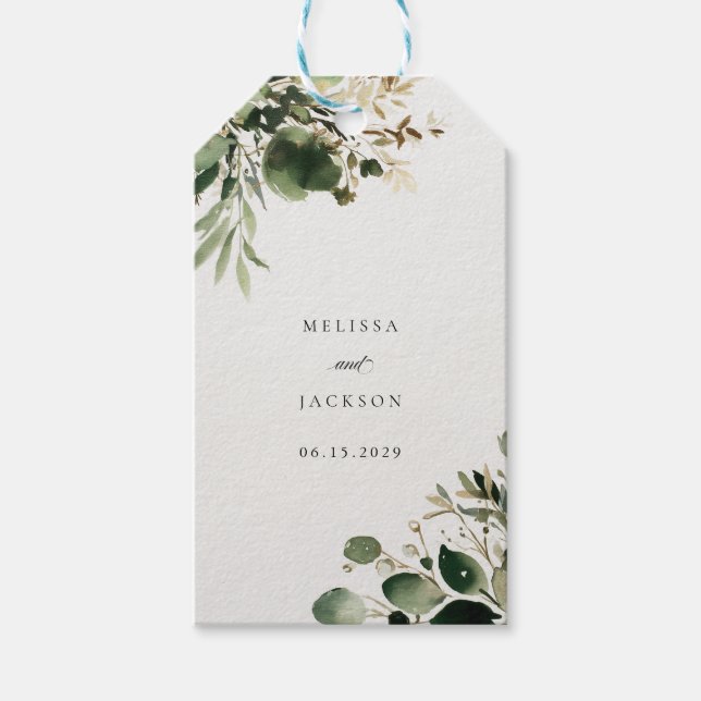 Étiquettes-cadeau Mariage Branches vertes (Devant)