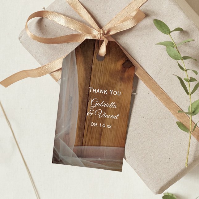 Étiquettes-cadeau Mariage campagnard en bois du Voile nuptiale Favor (Créateur téléchargé)