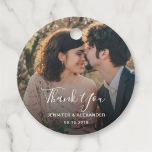 Étiquettes Cadeau Mariage campagnard photo rustique élégant Merci