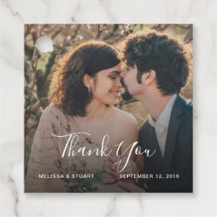 Étiquettes Cadeau Mariage campagnard photo rustique élégant Merci
