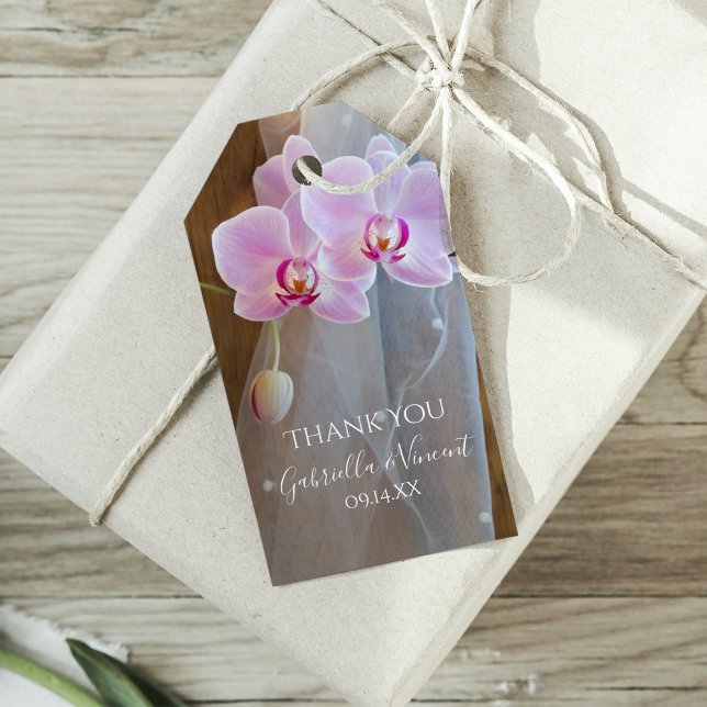 Étiquettes-cadeau Mariage campagnard rustique d'élégance orchidée Fa (Créateur téléchargé)