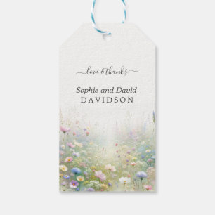 Étiquettes-cadeau Mariage Champêtre de Fleurs Sauvages à l'Aquarelle