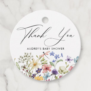 Étiquettes Cadeau Mariage Champêtre Moderne aux Fleurs Sauvages Colo