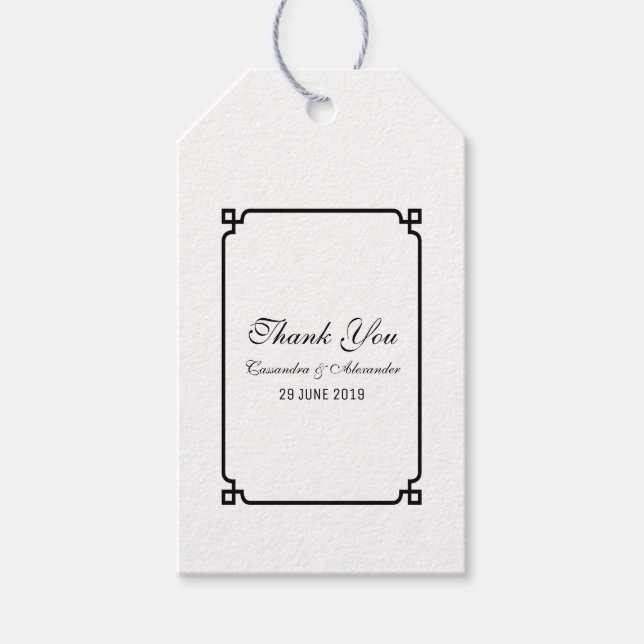 Étiquettes-cadeau Mariage chic Black Deco (Devant)