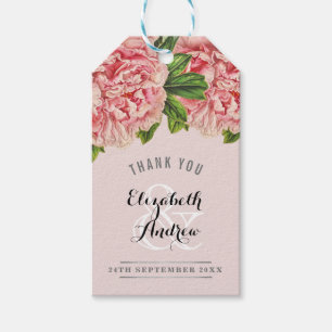 Étiquettes-cadeau MARIAGE chic rose rose floral fleur de pivoine