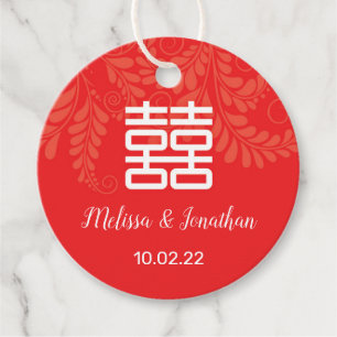 Étiquettes Cadeau Mariage chinois Double bonheur Signer service Tags