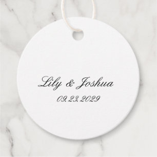 Étiquettes Cadeau Mariage Classique Noir et Blanc Intemporel