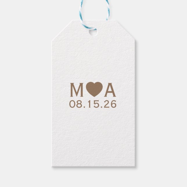 Étiquettes-cadeau Mariage Couple Monogramme Cadeau Favoriser Tags (Devant)