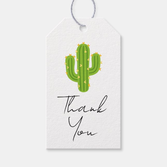Étiquettes-cadeau Mariage d'amour du coeur jaune Cactus Fiesta (Devant)