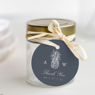 Étiquettes Cadeau Mariage d'ananas vintage Merci de monogramme