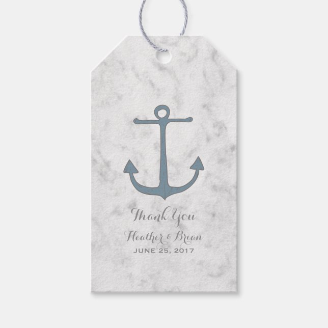 Étiquettes-cadeau Mariage d'Ancres Blue Rustic (Devant)