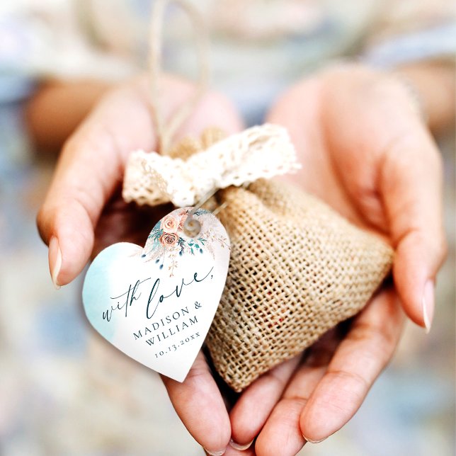 Étiquettes Cadeau Mariage d'aquarelle de plage (Créateur téléchargé)